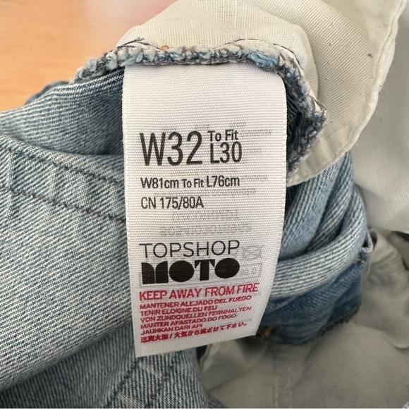 Topshop-Moto High Rise Medium Wash Wide Leg Raw Hem Jeans - Picture 10 of 12